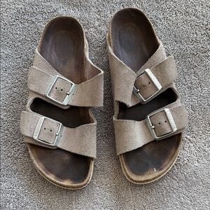 Birkenstock lavender Suede Sandals with Silver Buckles